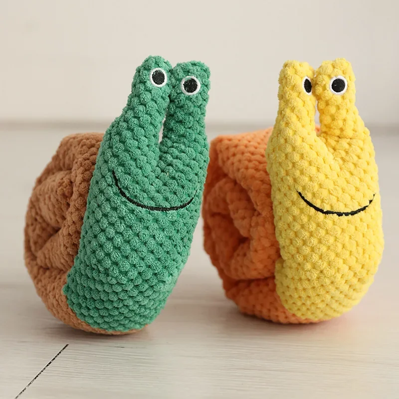 Vocalizaciones para perros, juguetes de peluche para mascotas, dibujos animados de caracol, entrenamiento, juego, olfatear, rechinar los dientes, suministros para mascotas, juguetes interactivos para fugas