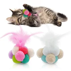 Legendog, 1 unidad, divertidos juguetes para gatos, moda creativa, Linda bola de peluche, campana de plumas de imitación, juguete para masticar para gatos, juguete para mascotas, suministros para gatos