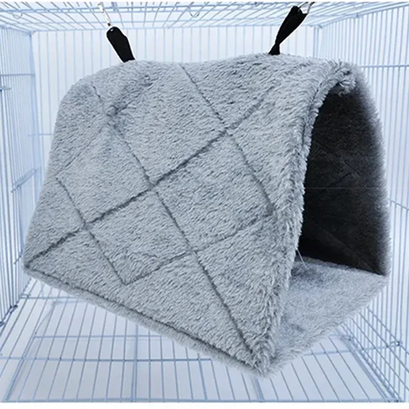 Jaulas para loros y pájaros para mascotas, hamaca de felpa cálida, cabaña, tienda, cueva colgante para dormir y incubar, accesorios para pájaros, invierno - imagen 5