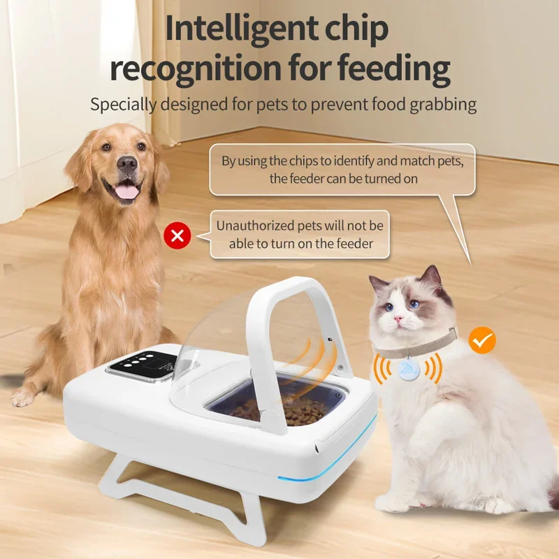 Alimentador inteligente antiarañazos, Sensor de reconocimiento de Chip de repuesto, alimentador automático, cuenco para alimentos húmedos y frescos para mascotas - imagen 2