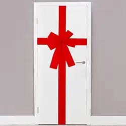 Lazo de cinta para puerta de gabinete de Navidad, decoración navideña, decoraciones para envolver festivales rojos, lazo para puerta delantera, lazo para árbol de Navidad para Festival en casa
