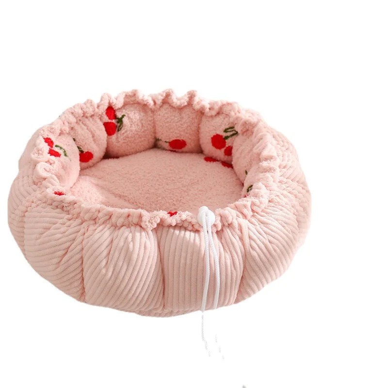 Cama con forma de pétalo para perros y gatos, nido de calabaza ajustable, cálido y cómodo, perrera redonda de felpa, saco de dormir para mascotas - imagen 5