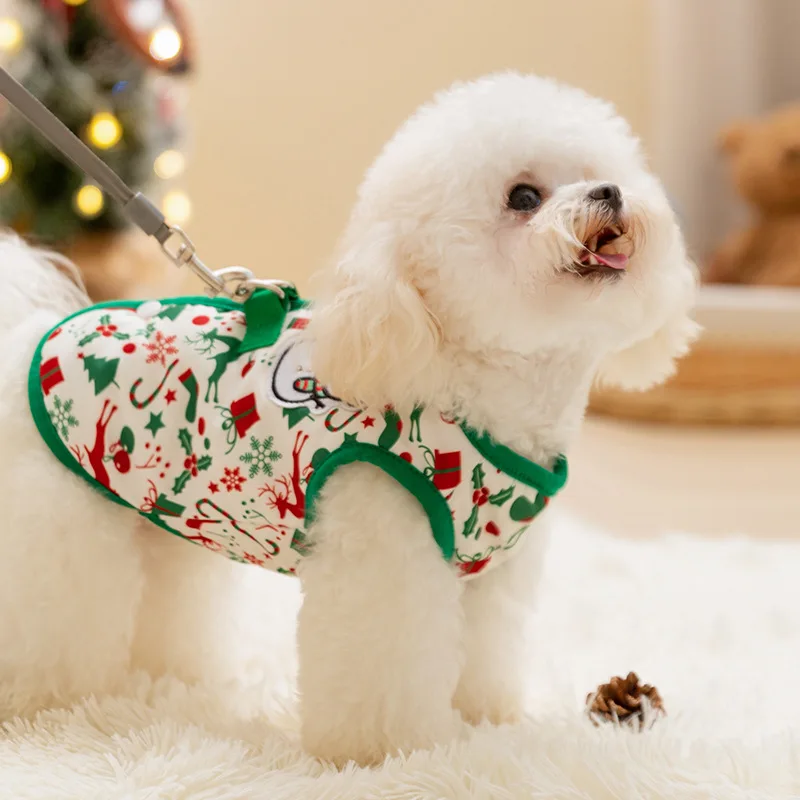 Chaleco de muñeco de nieve para mascotas, cárdigan cálido de Navidad, ropa para mascotas pequeñas de peluche, ropa para perros pequeños, ropa para cachorros, otoño e invierno - imagen 3