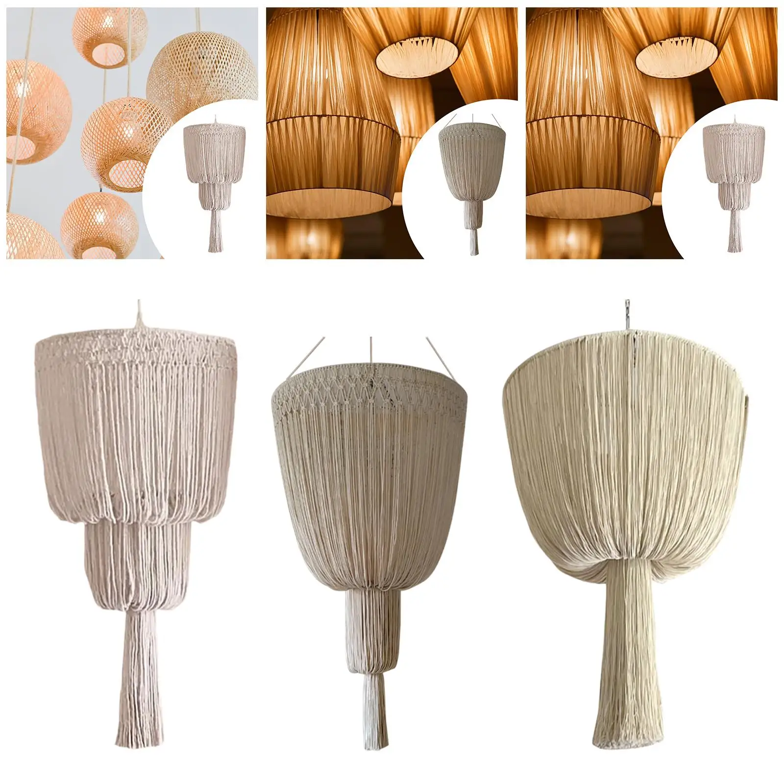 Pantalla tejida de repuesto, pantalla de lámpara de macramé, cubierta de luz colgante, pantalla de luz colgante - imagen 4