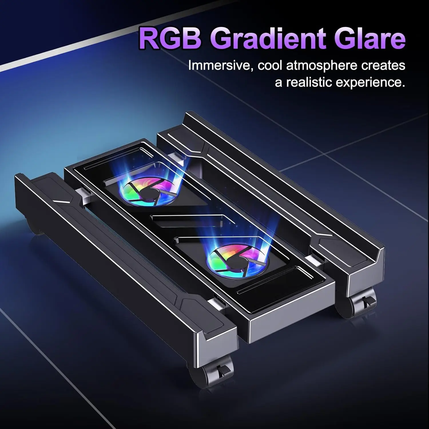 Soporte CPU móvil con RGB y ventilador, ajustable para torre - imagen 3
