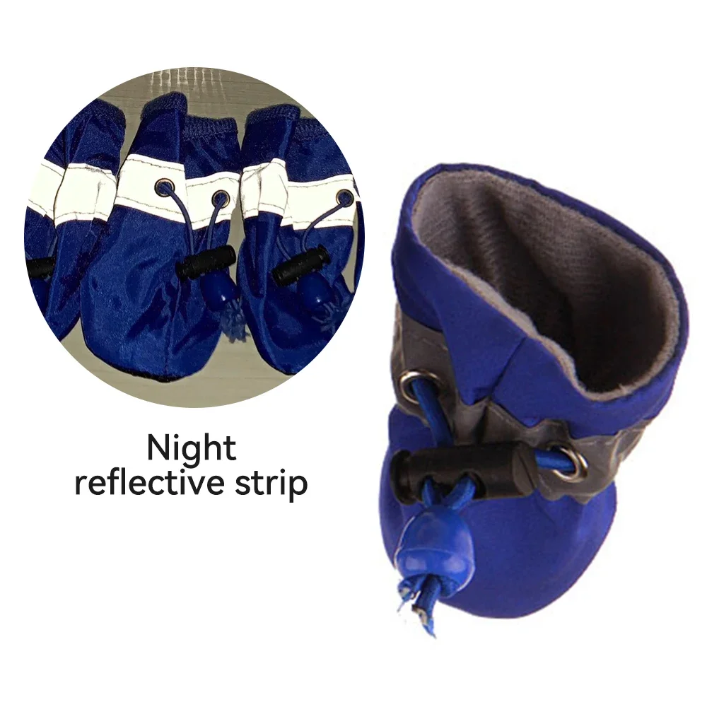 Zapatos antideslizantes para cachorros, botas de nieve y lluvia, calzado grueso y cálido, botines de invierno, 4 piezas - imagen 5