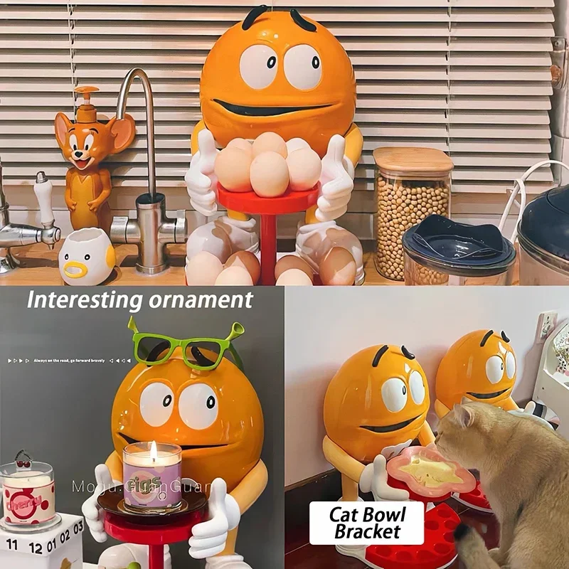 Cuenco de agua para alimentación de gatos, estatua de hombre de frijol de Chocolate M elevada, cuenco para cachorros, alimentador elevado, soporte para bebedero para gatos, adorno, suministros para mascotas - imagen 5