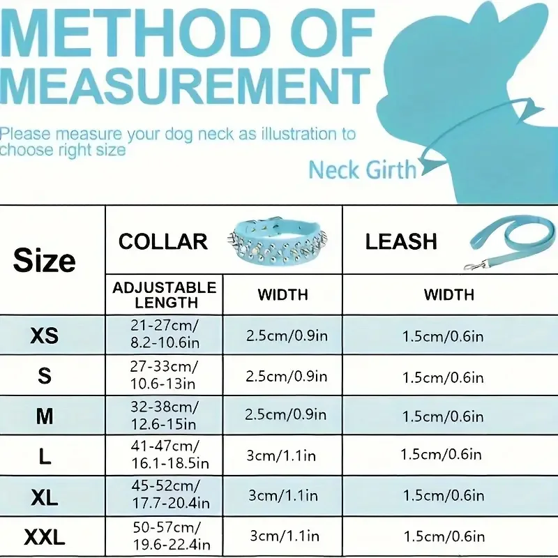 Juego de Collar y correa para perro con pinchos, Collar de perro de cuero con remaches, Collar ajustable para caminar al aire libre - imagen 2