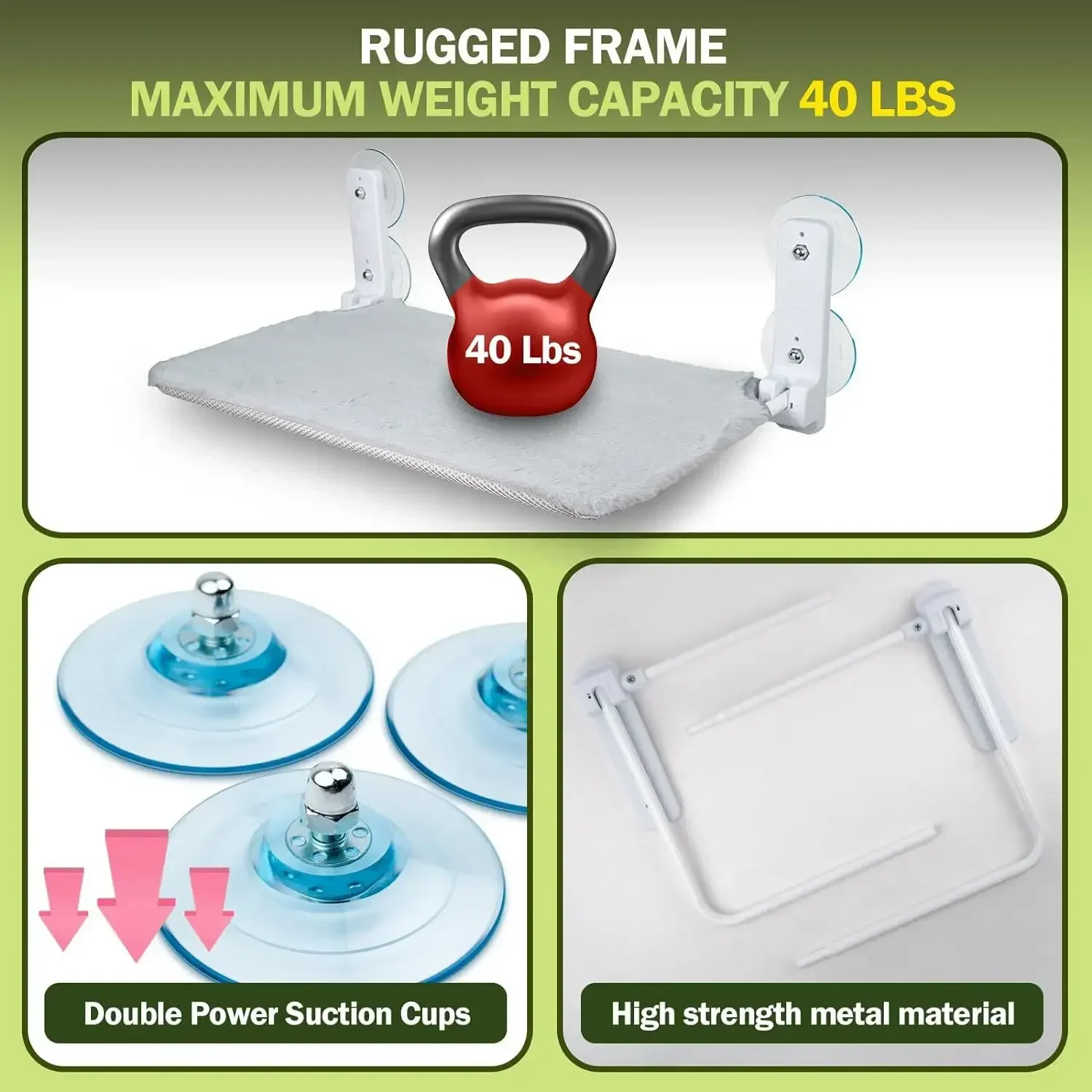 Hamaca para gatos, ventana, sol para gatos, cama colgante, balcón, ventosa de verano, suministros de cama para mascotas de vidrio - imagen 4