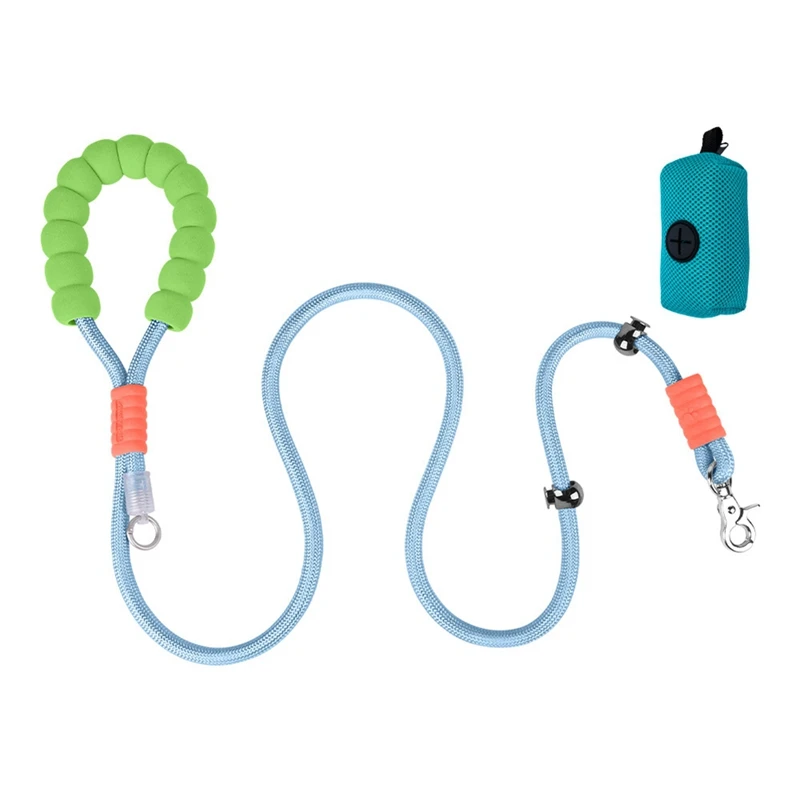 Correa para perro de 200/250cm con soporte para bolsa de caca, correas para mascotas para perros pequeños, medianos y grandes, cuerda de tracción con mango de algodón y espuma de nube