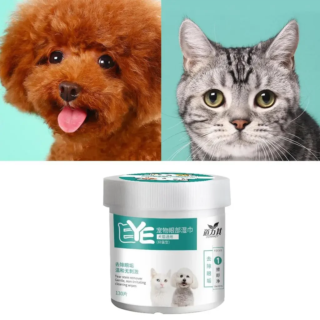 130pcs/box Soft Dog Tear Stain Remover Cat Eye Wipes Eye Care 7cm Diameter