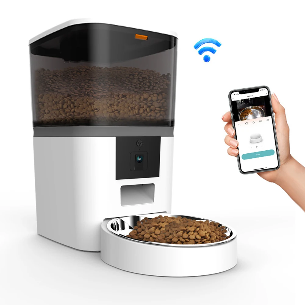 Cámara de doble comida de 4L, alimentador automático para mascotas, tiempo para mascotas, gatos, comida para perros, tazón de acero inoxidable, dispensador de vídeo, alimentador inteligente para mascotas - imagen 5