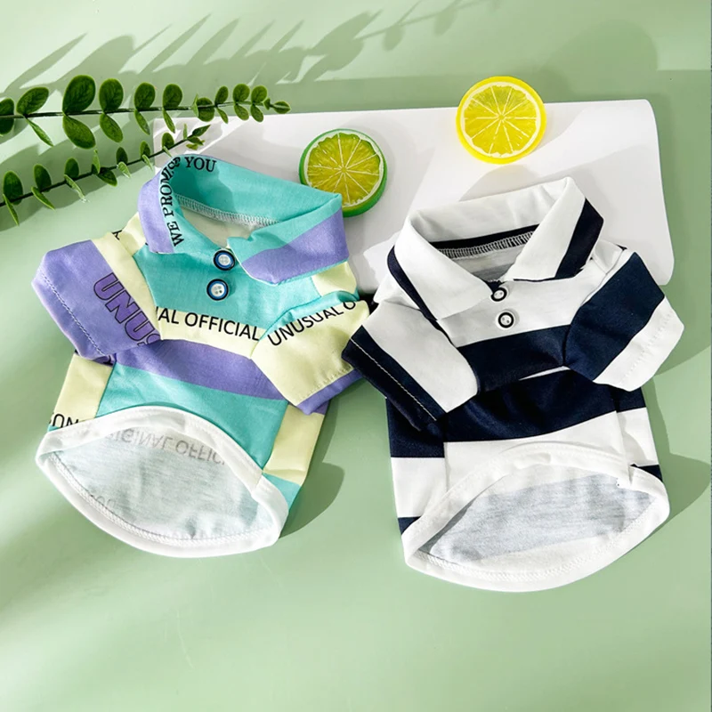 Ropa para perros, camiseta bonita a rayas, trajes de verano para mascotas de niño y niña, perfecto para sesiones de fotos de cachorros y gatitos de Yorkie - imagen 4