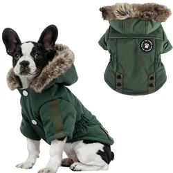 Abrigo de invierno para perros con capucha y franela reflectante