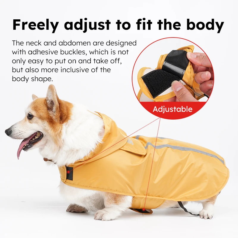 Chubasquero reflectante para mascotas Chubasquero para mascotas para perros pequeños y medianos Tela ligera, transpirable e impermeable