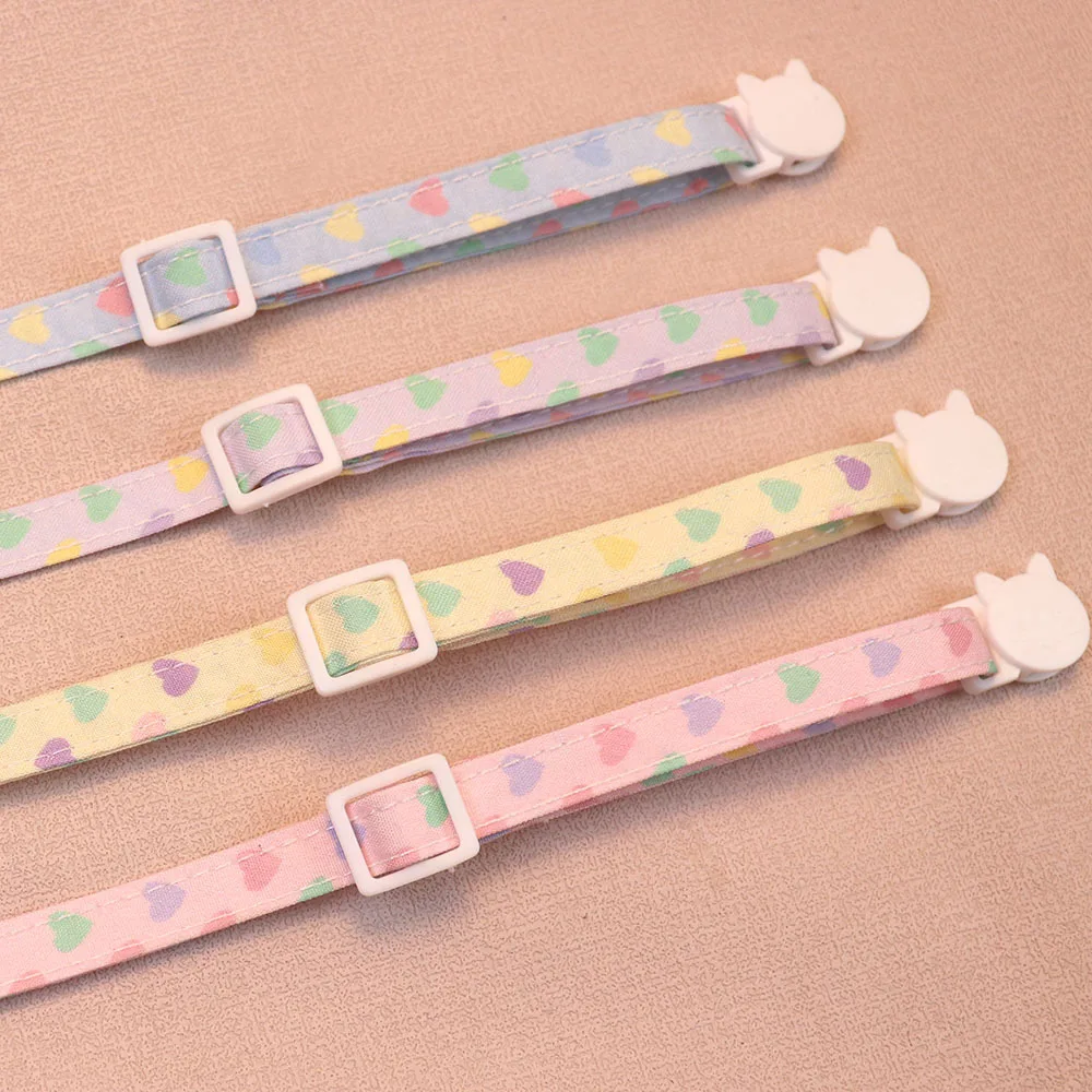 Collar de gato en forma de corazón, Collar de gatito desmontable ajustable con colgante impreso, lindo accesorio de collar de cachorro - imagen 5