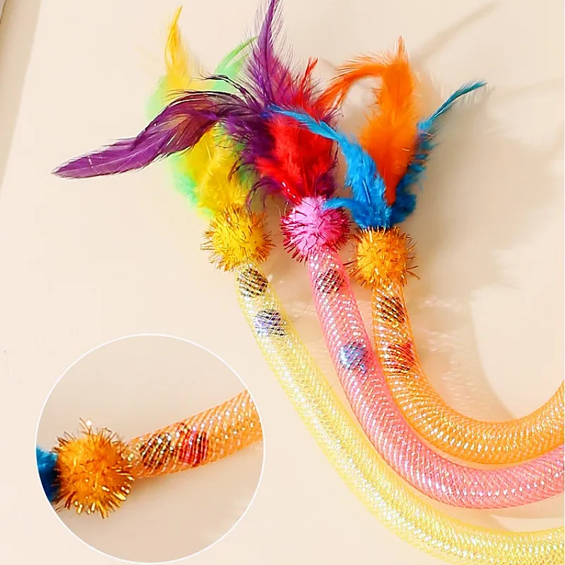 Juguete para gatos, juguetes interactivos de malla elástica para gatos, juguetes para gatos, bola suave, juguete para gatos con campana, productos para mascotas - imagen 4