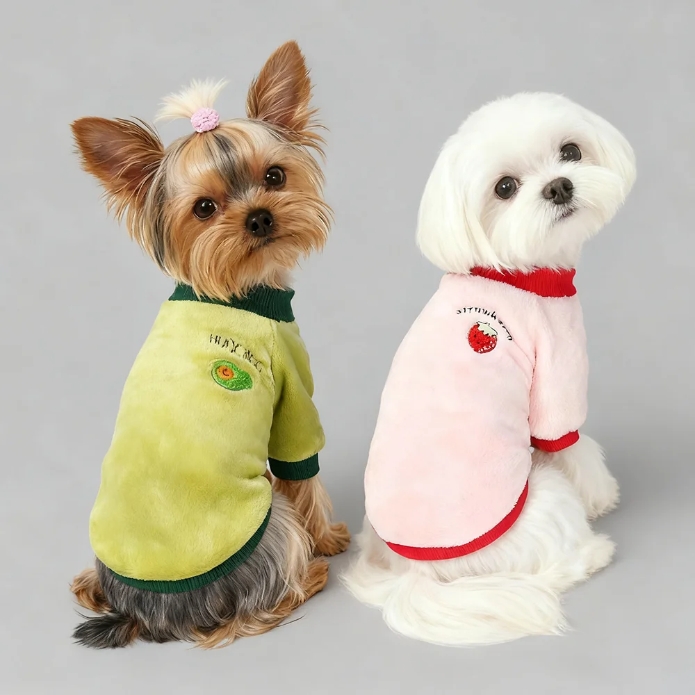 Suéter para perros pequeños, abrigo de invierno, ropa cálida de lana para cachorros, jersey bonito y colorido con frutas, jersey suave, ropa para clima frío - imagen 4