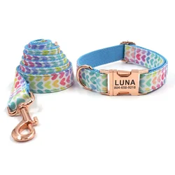 Collar personalizado con placa identificativa para perro cachorro – Diseño arcoíris