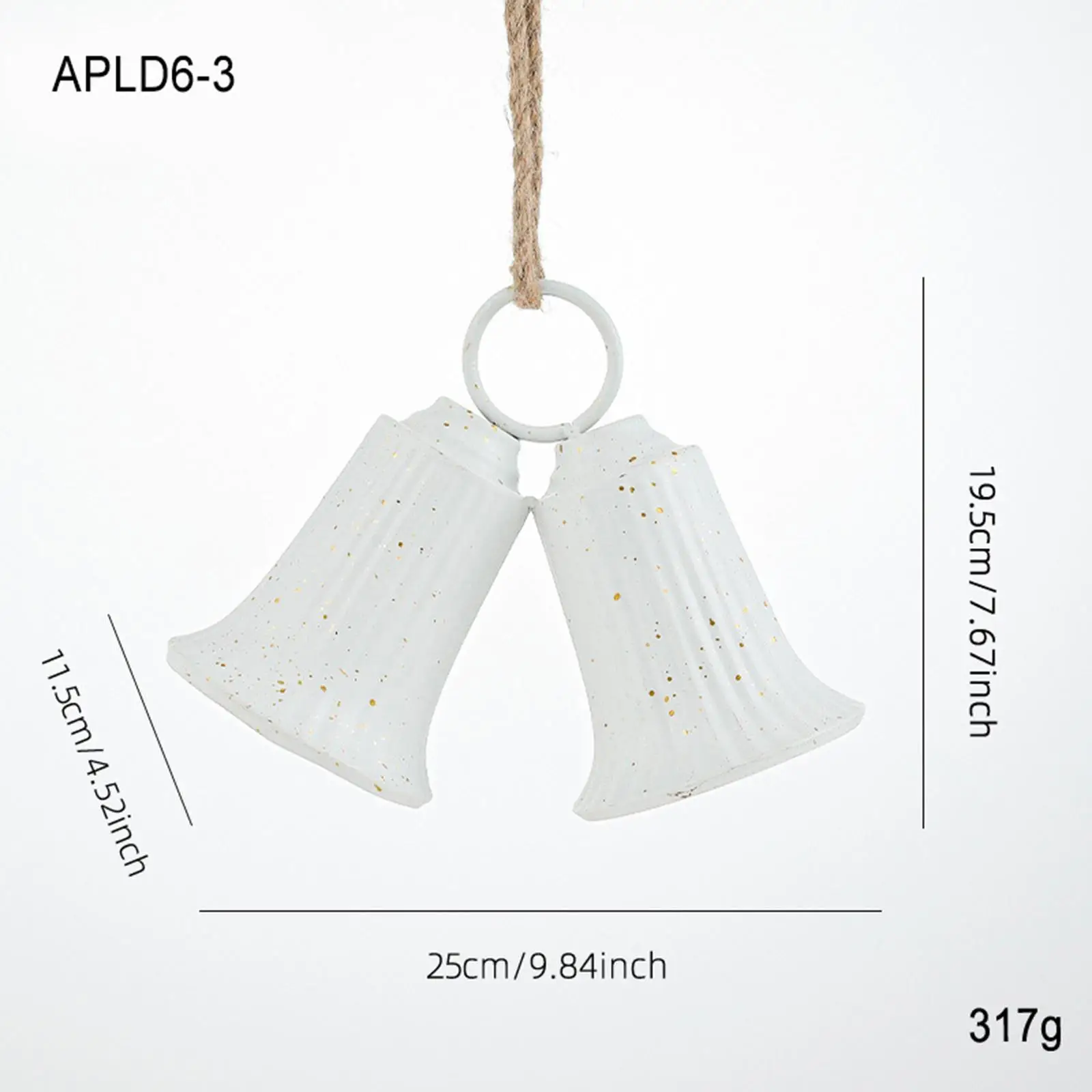 Christmas Tree Bell Hanging Decoration Iron Bells Ornament Jute Rope Decoration