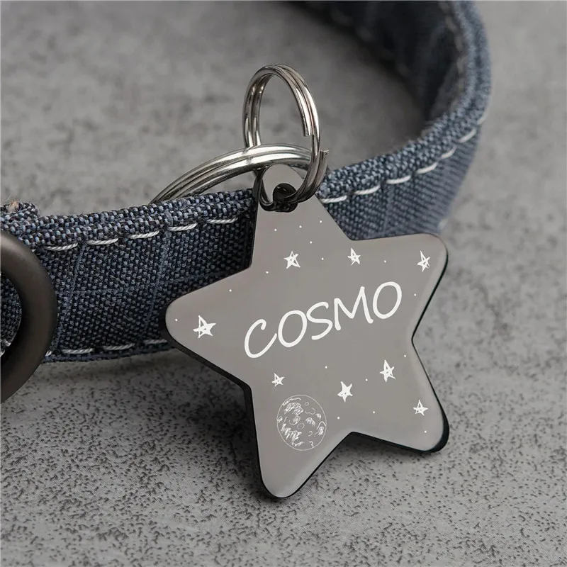 Personalizar etiqueta de mascota en forma de estrella con llavero, placa de teléfono con nombre de perro de acero inoxidable, colgante de acero, accesorios para hacer joyas - imagen 3