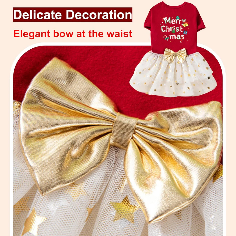 Trajes de Navidad para perros, vestido de vacaciones para perros y niñas, disfraz ligero, ropa para cachorros, ropa para mascotas con lazo, ropa para gatos - imagen 5