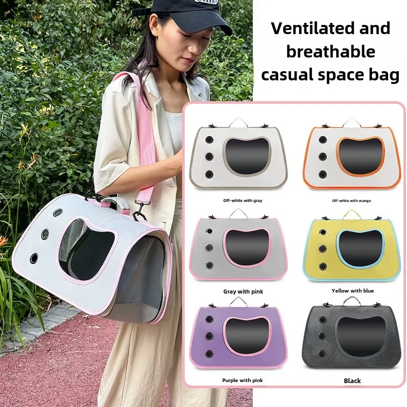 Bolsa de viaje para mascotas y gatos, práctica bolso de hombro saliente, suministros universales plegables para mascotas, transportador para gatos