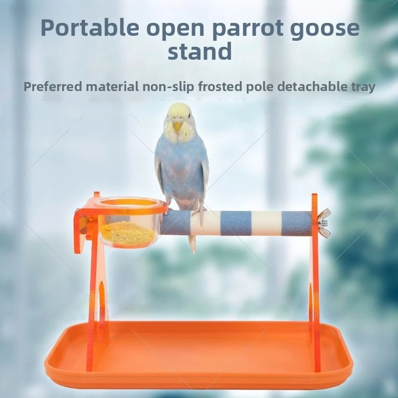 Soporte de escritorio para loros, Base acrílica, palo de molienda de garra, accesorios de entrenamiento antideslizantes y resistentes al desgaste para mascotas pequeñas, soporte de juguete para pájaros