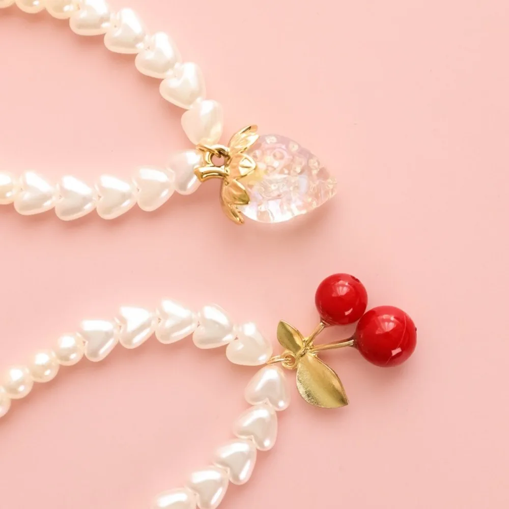 Collar de perlas para gatos y perros – Colgantes corazón, flor y cereza - imagen 2