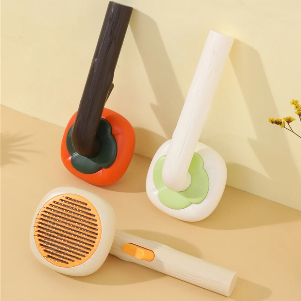 Cepillo rebanador de autolimpieza para gatos y perros, herramienta de aseo para cachorros, peines de aguja, peine de depilación para mascotas, cepillos de masaje para el cuidado de gatitos