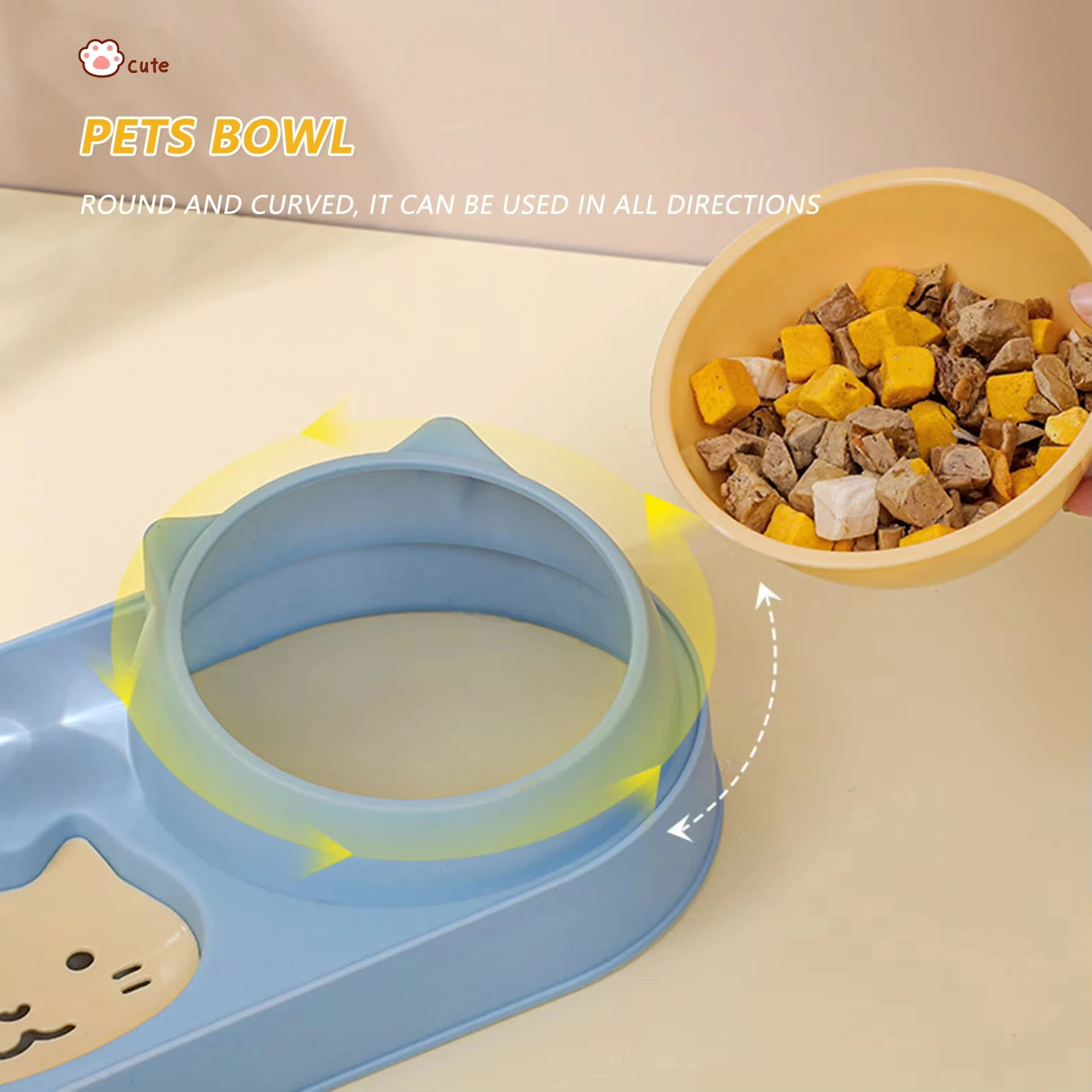Cuenco para Gato, alimentador automático, cuenco de comida para perros con fuente de agua, doble cuenco, soporte elevado para beber, cuencos para gatos - imagen 3