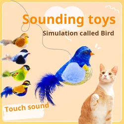 Juguete interactivo para gatos con sonido de pájaro-peluche colgante
