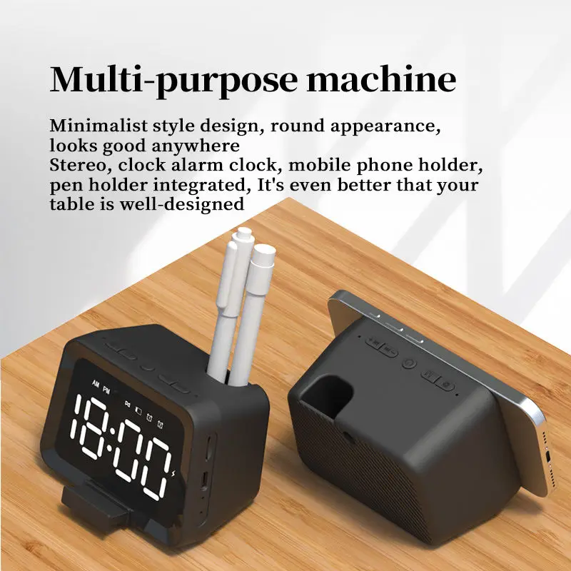 Reloj despertador Bluetooth portátil con altavoz y pantalla LED - imagen 5