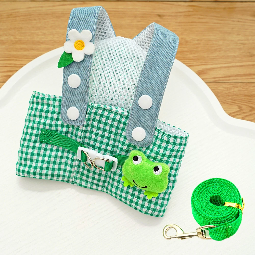2 unids/set de arnés de pecho para mascotas en forma de rana + correa, arnés de pecho transpirable para mascotas, perros pequeños, gatos, Cosplay para caminar al aire libre - imagen 5