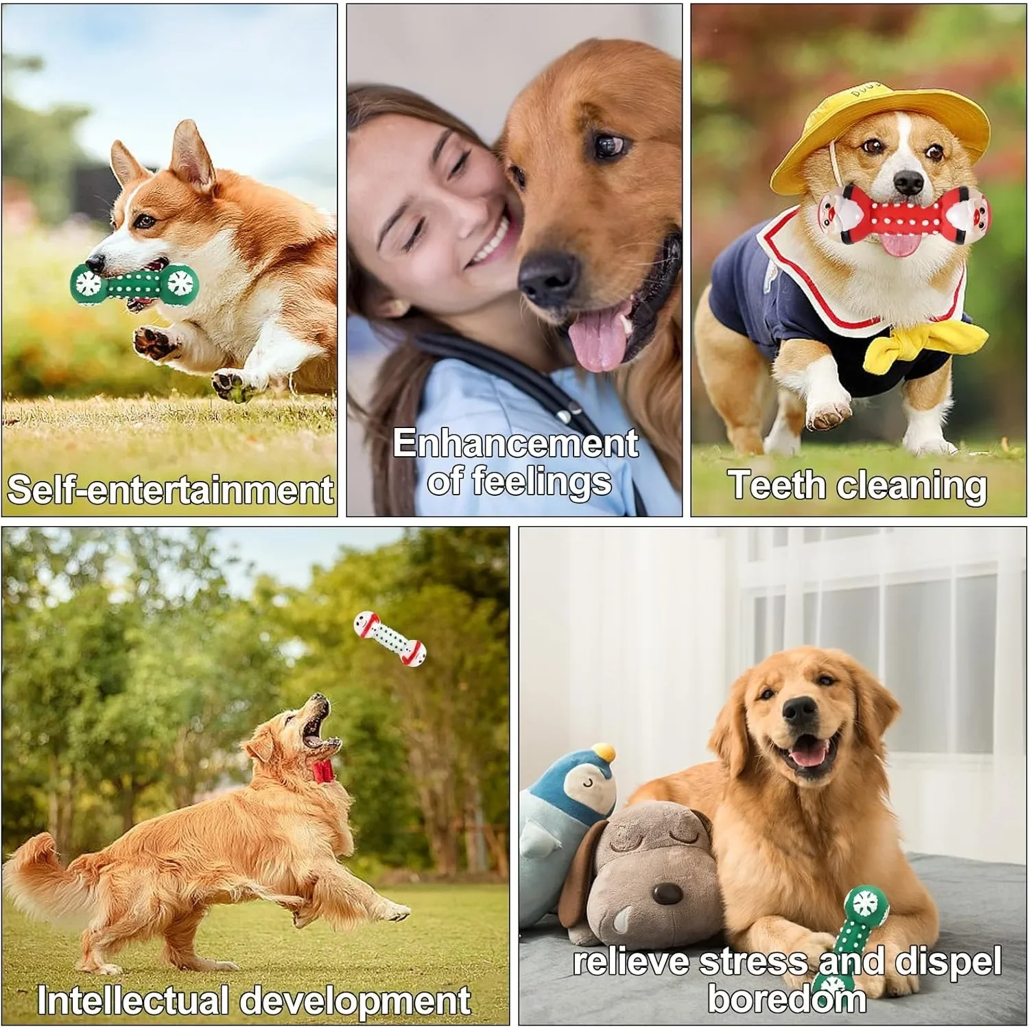 Juguetes para masticar de Navidad para perros, juguete chirriante de látex, divertidos juguetes interactivos para perros para Navidad, cachorro pequeño y mediano, muñeco de nieve para mascotas, Papá Noel - imagen 4