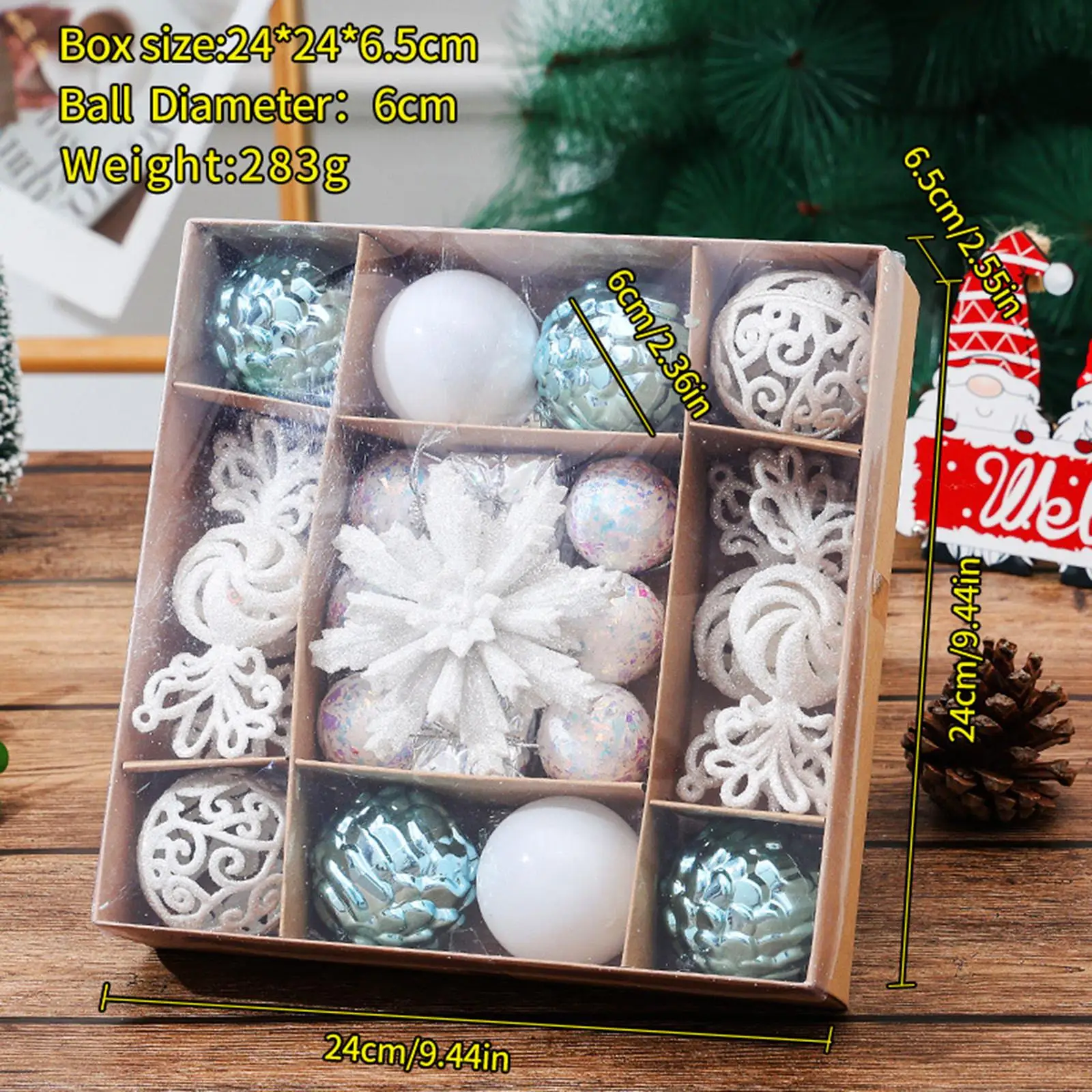 Christmas Ball Ornaments Set Portable Xmas Tree Decor Pendants Xmas Baubles for Home Shopping Mall Halloween Weddings Restaurant