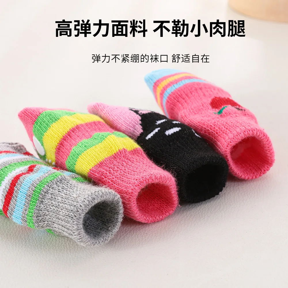 Calcetines a rayas para mascotas, cubiertas para pies de gato y perro, antiarañazos y antideslizantes, Calcetines antideslizantes de invierno, cuatro pares de zapatos para perros - imagen 2