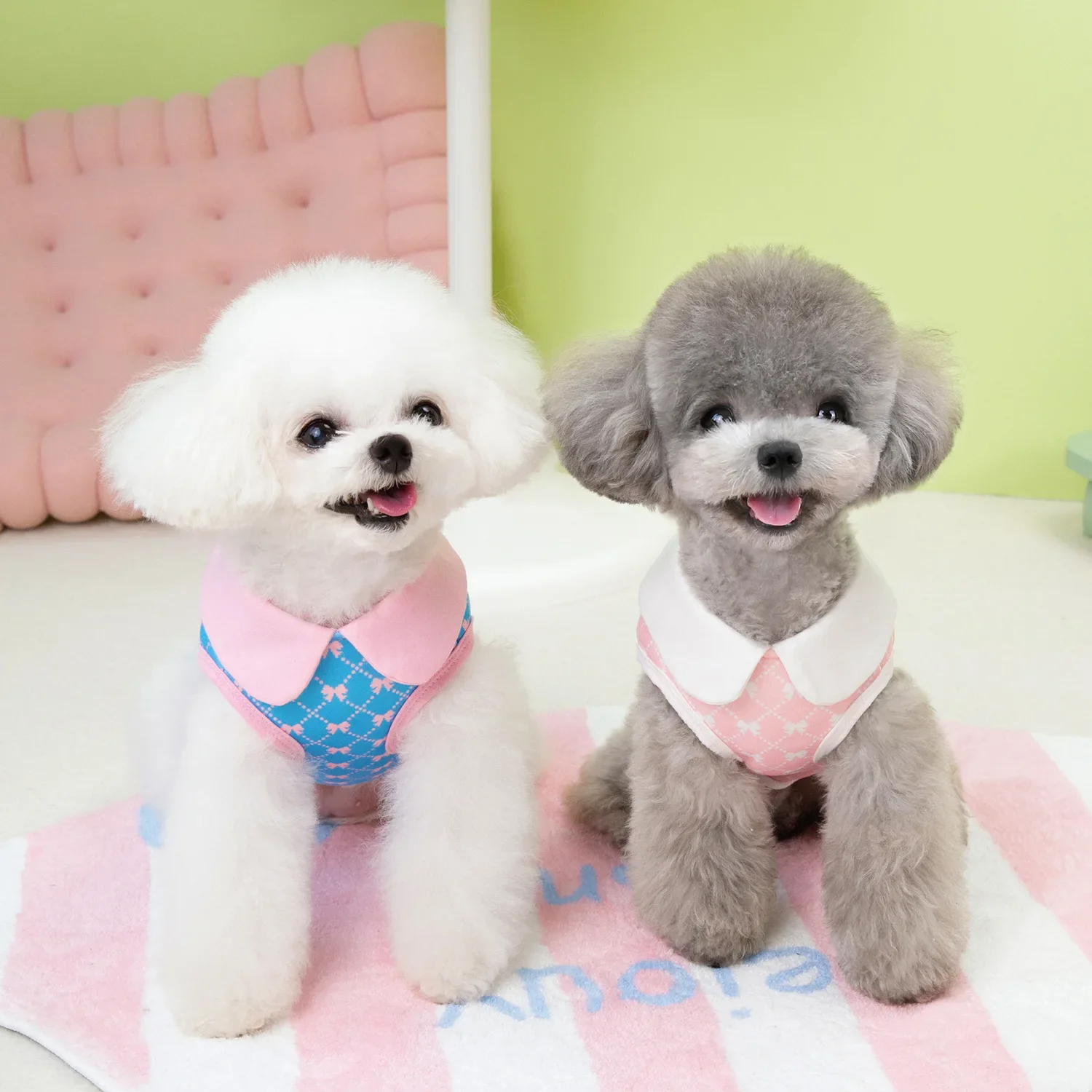 Sudadera con capucha a cuadros con lazo para mascotas, chaleco cálido de otoño e invierno, ropa de bípedo para perros pequeños y gatos, camisa de capa inferior de tracción, ropa para cachorros - imagen 3