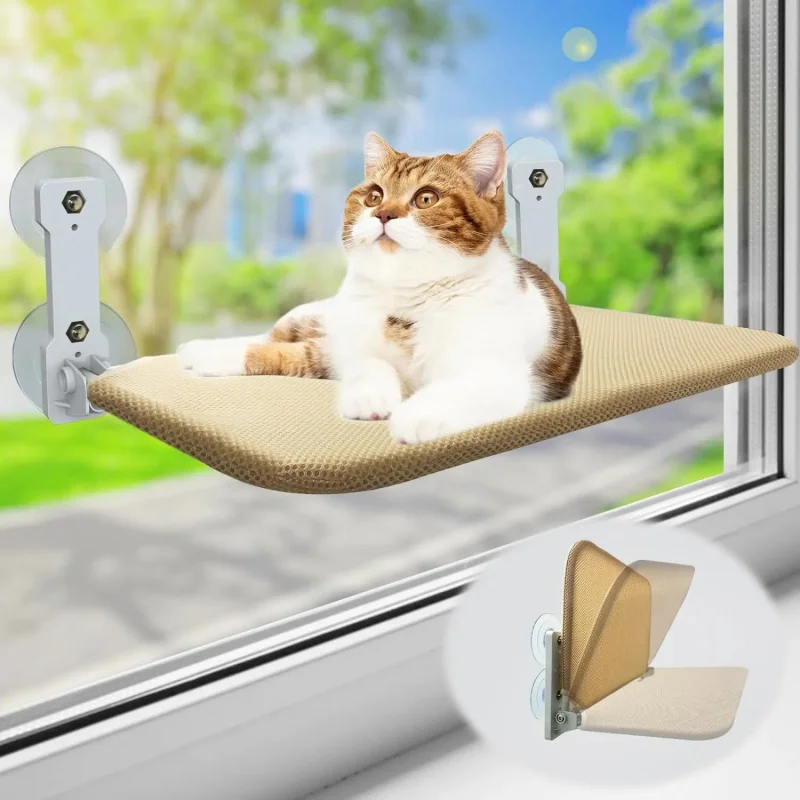 Hamaca ventana para gatos con ventosa – asiento plegable estable - imagen 4