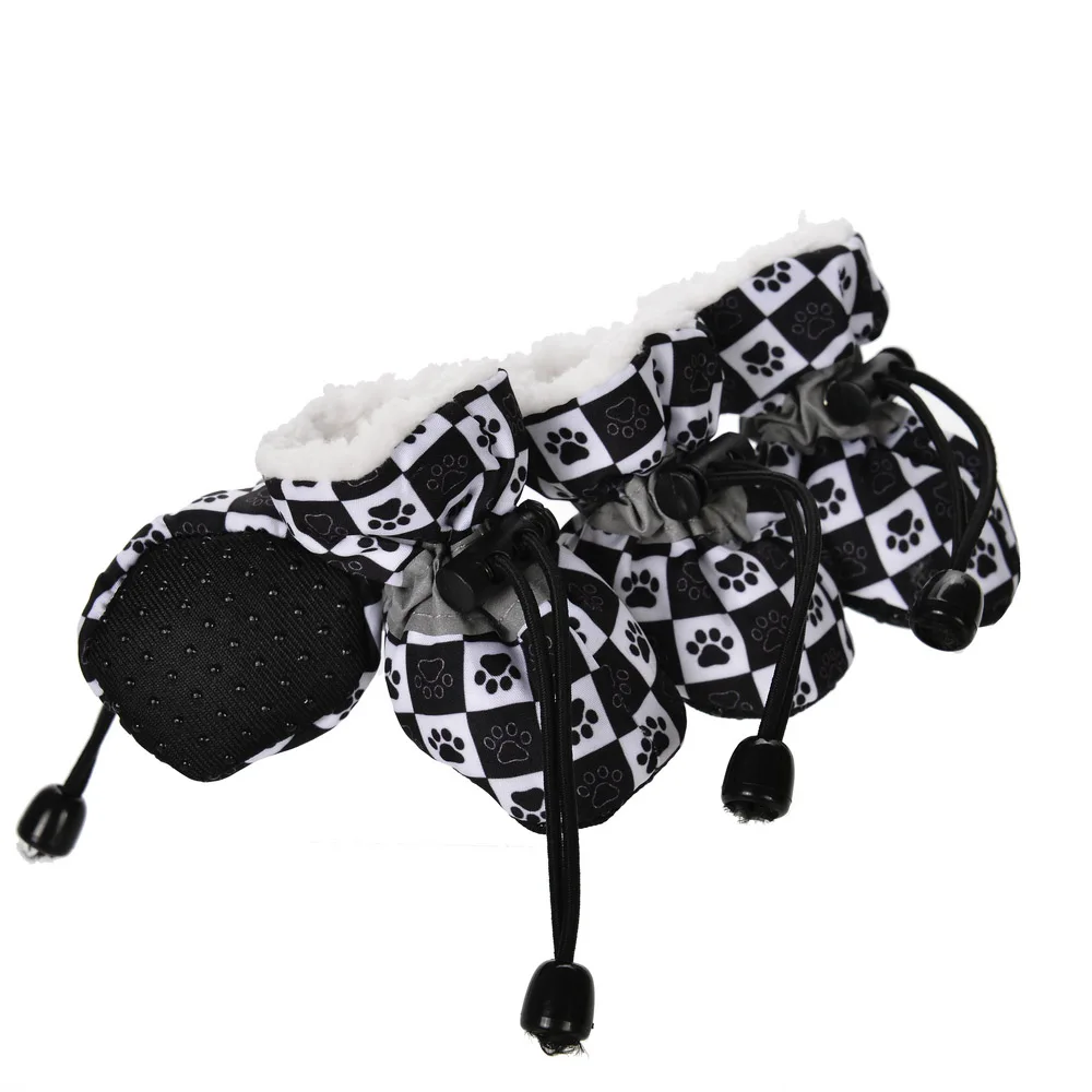 4pcs/set Waterproof Winter Pet Dog Shoes Anti-slip Rain Snow Boots Footwear Thick Warm For Small Cats Puppy Dogs Socks Booties - imagen 2