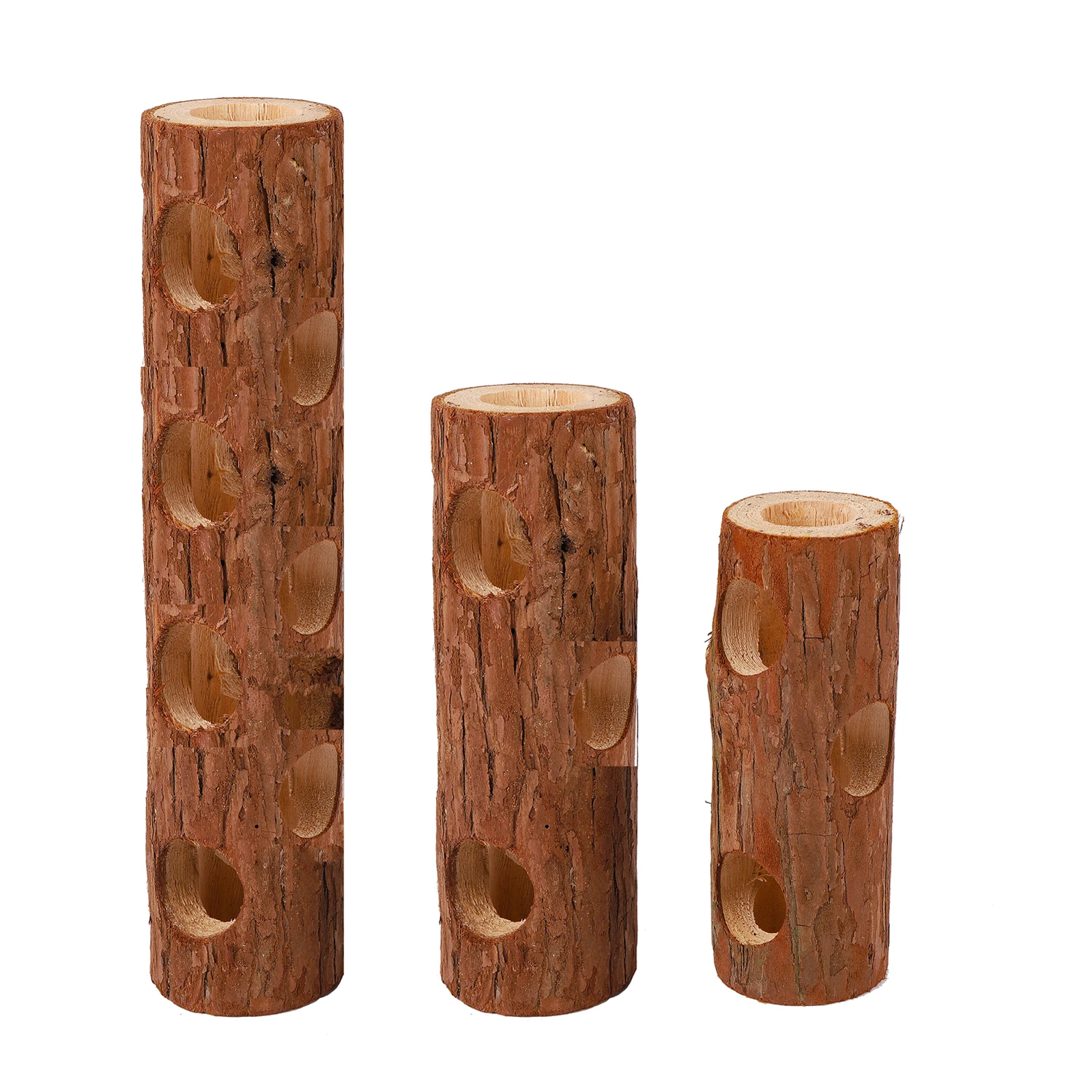 Hámsteres de madera Natural para mascotas, tubo de túnel de madera, árbol hueco, tronco, dientes, molienda, juguetes para masticar, suministros para mascotas pequeñas, 1 ud. - imagen 2