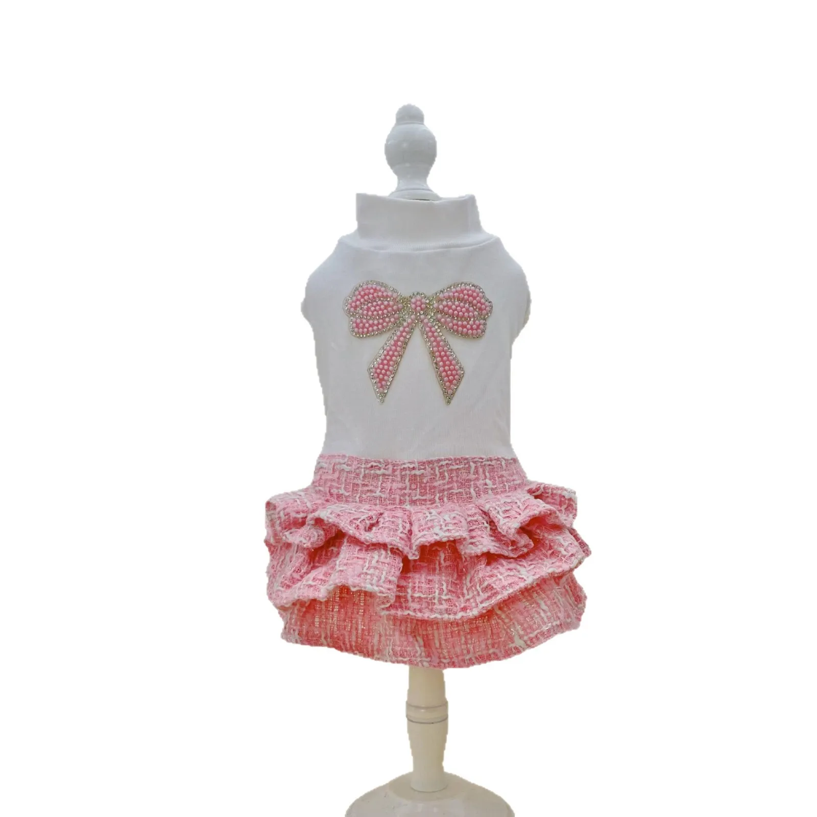 Vestido princesa pedrería rosa primavera verano para perros pequeños - imagen 4