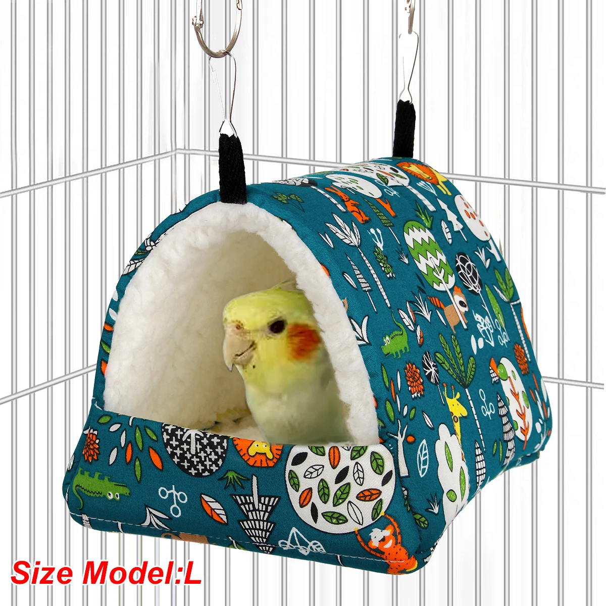 Cama para pájaros con estampado bonito, Mini jaula para conejo, estera para ardilla, nido de conejillo de indias, casa para hámster, Animal PEQUEÑO, cama para dormir, jaula colgante para mascotas, 1 ud. - imagen 3