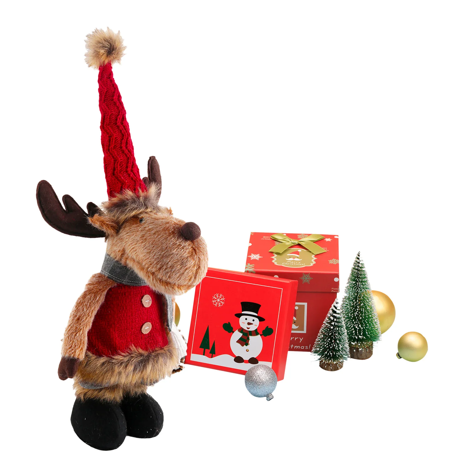 Muñeco de Navidad de 48cm, alce de Navidad, Papá Noel, alce, adorno de felpa, ciervo retráctil, juguete de peluche para regalo de cumpleaños de Acción de Gracias - imagen 5