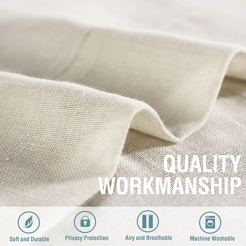 Cortinas de mezcla de lino semitransparentes, 2 paneles, filtrado de luz, tratamientos de ventana para casa de campo, sala de estar, puerta de comedor - imagen 5