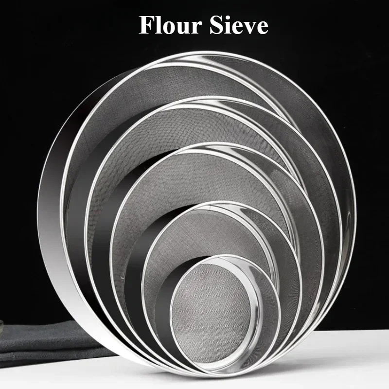 Tamiz de acero inoxidable de 10/18/15cm, tamiz de espesamiento de harina en polvo, tamiz de arroz, utensilios de cocina para hornear, herramientas para hornear, tamiz de harina - imagen 2