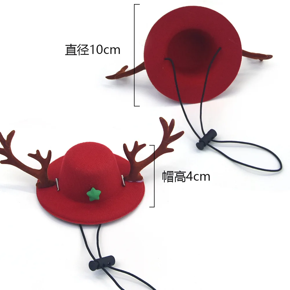 Gorro con astas de Navidad para otoño/invierno para mascotas, bonito gorro de Navidad ajustable para mascotas, accesorios bonitos para gatos, accesorios para vestir a cachorros y mascotas - imagen 2