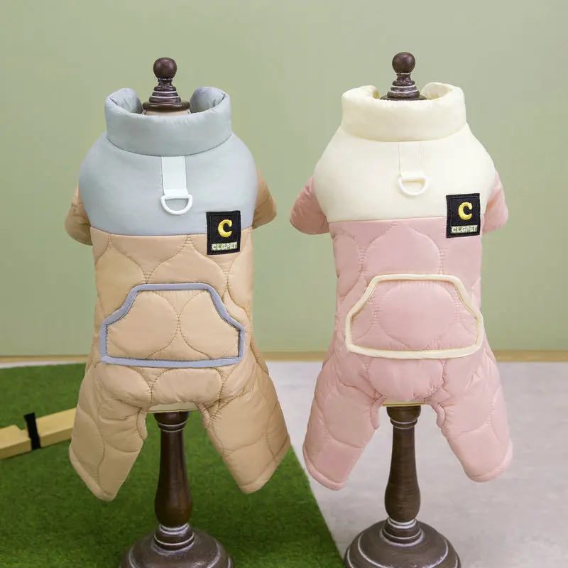 Otoño e Invierno, pantalones cálidos de cuatro patas para mascotas, mono de cuatro patas de peluche, abrigo para perros, ropa para cachorros, ropa para perros pequeños - imagen 4