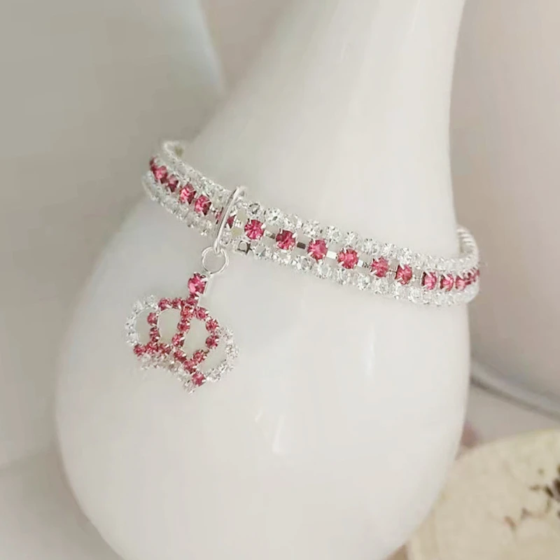 Collares de circonita para mascotas, corona colorida, collar para gato, cachorro, ajustable, rosa, dorado, lujo, York, accesorios para el cuello, nuevo diseño - imagen 5