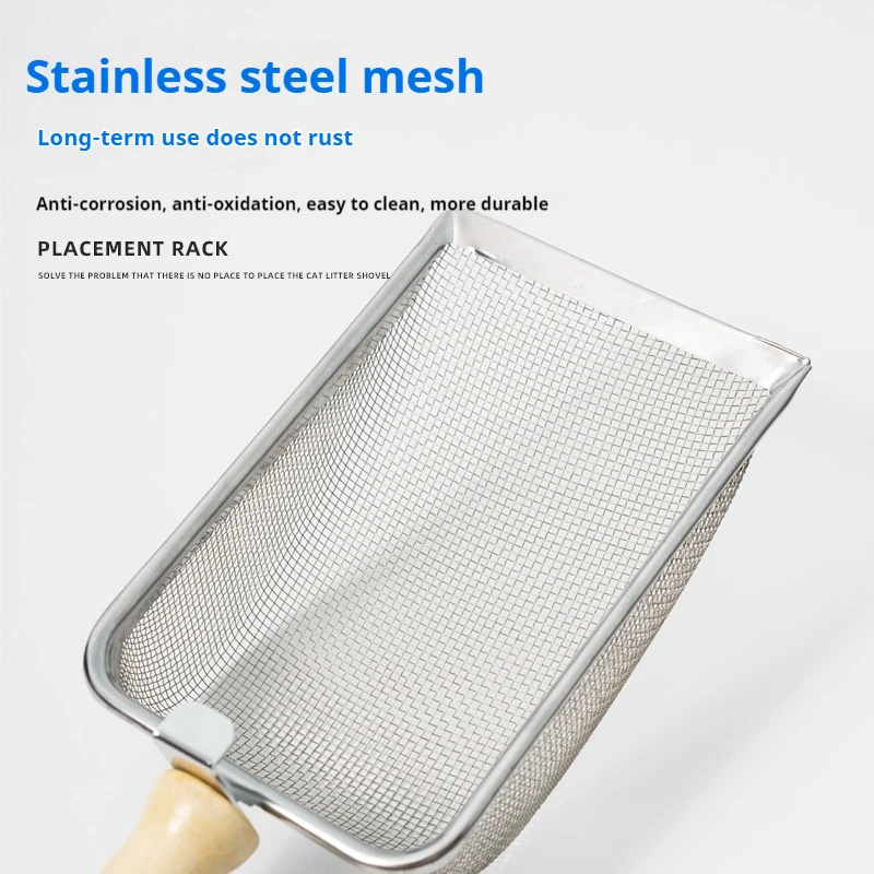 Caídas para gatos Herramienta de pala de arena para gatos de metal, pala de acero inoxidable para arena hinchada para patatas - imagen 3
